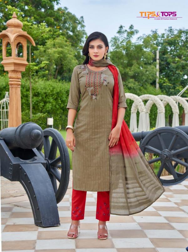 Tips Tops Odhani Viscose Embroidery Designer Readymade suit